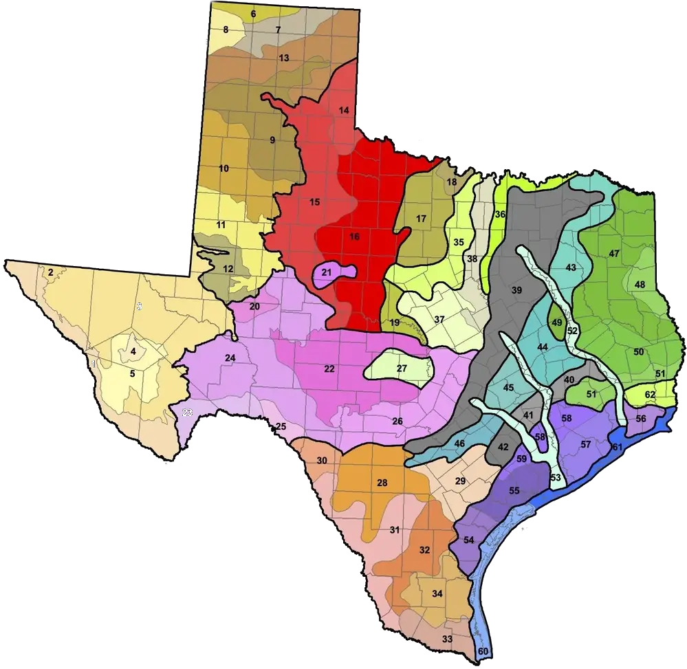 Mapa de suelos de Texas