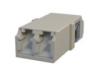 Adaptador de fibra óptica LC dúplex con obturador, beige - Vista frontal