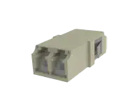 LC Duplex fiberoptisk adapter med lukker, beige - set forfra