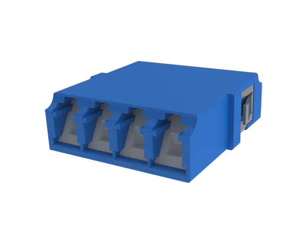 Adaptador de fibra óptica LC dúplex con obturador, verde - Vista frontal