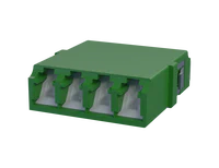 Adaptador de fibra óptica LC cuádruple con obturador, verde - Vista frontal