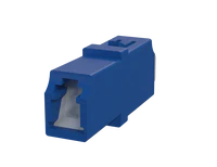 Adaptador de fibra óptica LC Simplex con obturador, azul - Vista frontal