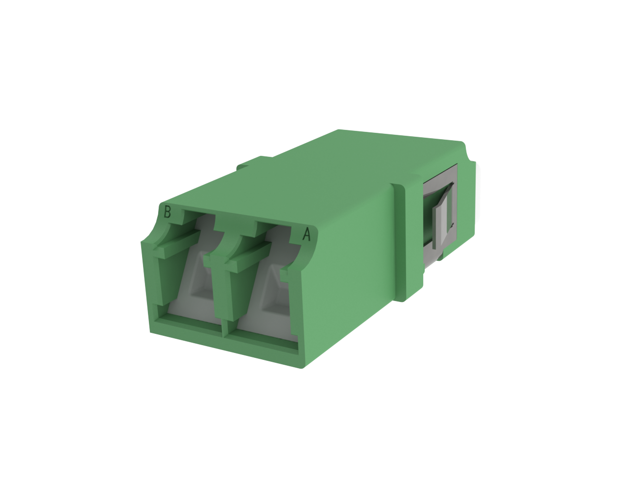 Adaptador de fibra óptica LC con obturador - Vista frontal