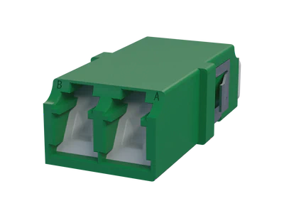 Shuttered LC Fibre Optic Adapter - Front View