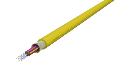Kabel TightBEND™ 12-włóknowy wewnętrzny/zewnętrzny OFNR, buforowany, jednomodowy, żółty