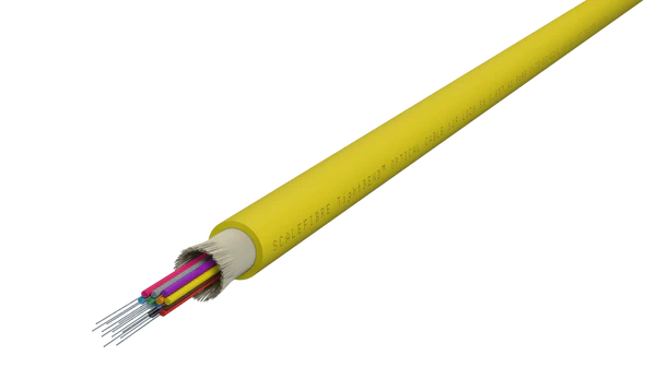 TightBEND™ 12-vezel Binnen/Buiten CPR strak gebufferde kabel, single-mode, geel