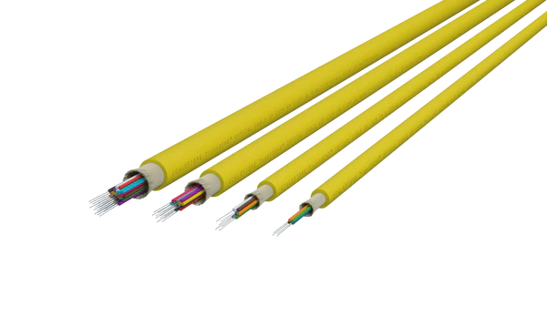 TightBEND™ 12-vezel Binnen/Buiten CPR strak gebufferde kabel, single-mode, geel