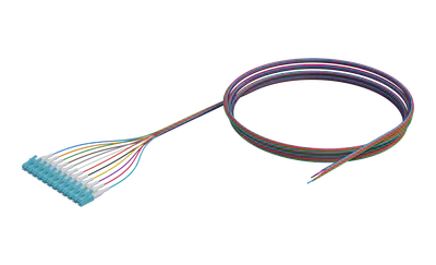 900 µm gepufferter OM4 LWL-Pigtail, LC/UPC, Aqua, farbig, 12er-Pack