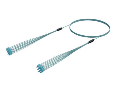 LC/UPC Mikrokabelsamling, 12-fiber, OM4 Aqua